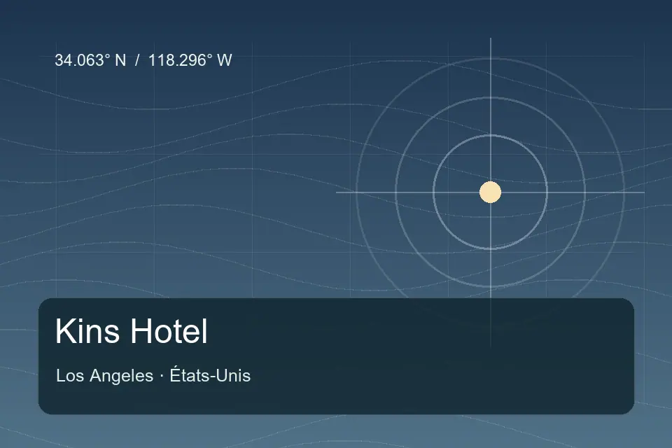 Riferimento geografico illustrato di Kins Hotel a Los Angeles