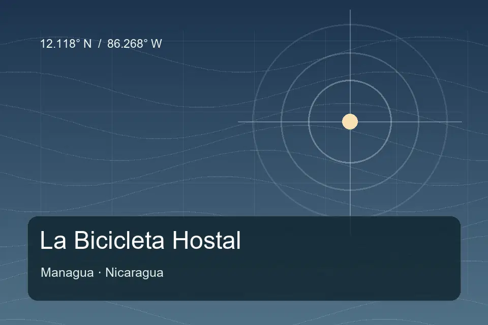 Referência geográfica ilustrada de La Bicicleta Hostal em Managua