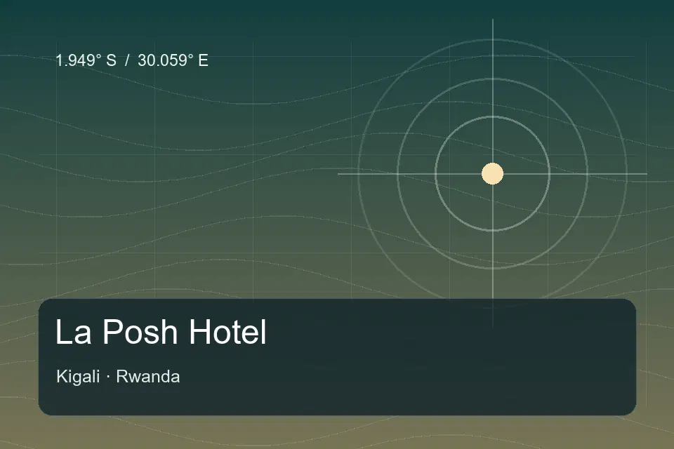 Illustrated geographic marker for La Posh Hotel in Kigali