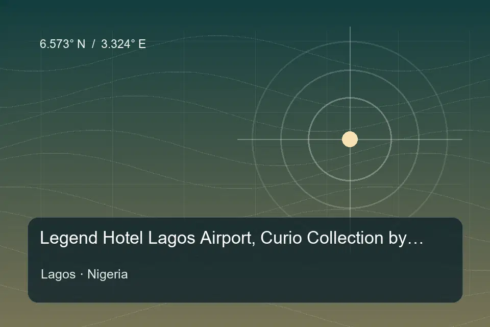 Illustrierter geografischer Orientierungspunkt für Legend Hotel Lagos Airport, Curio Collection by Hilton in Lagos