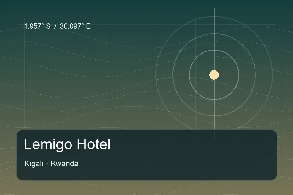 Illustrated geographic marker for Lemigo Hotel in Kigali