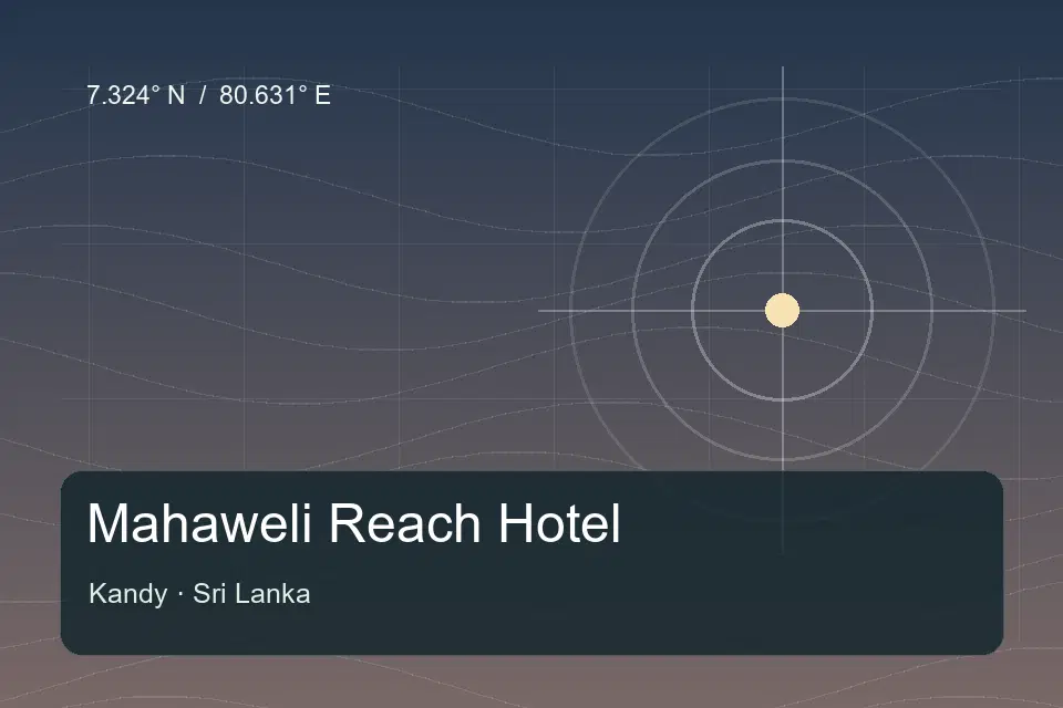 Illustrated geographic marker for Mahaweli Reach Hotel in Kandy