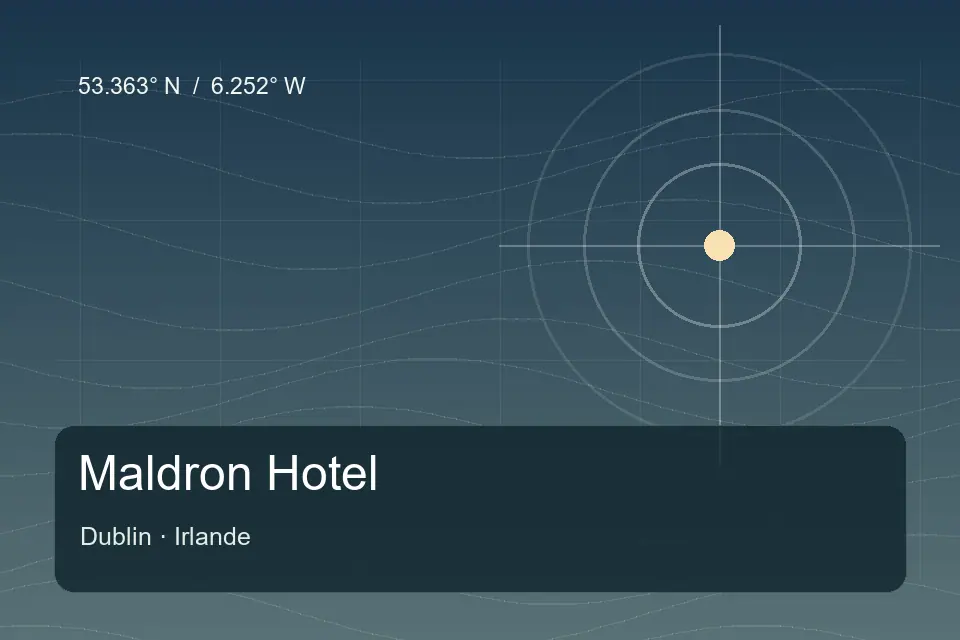 Illustrated geographic marker for Maldron Hotel in Dublin