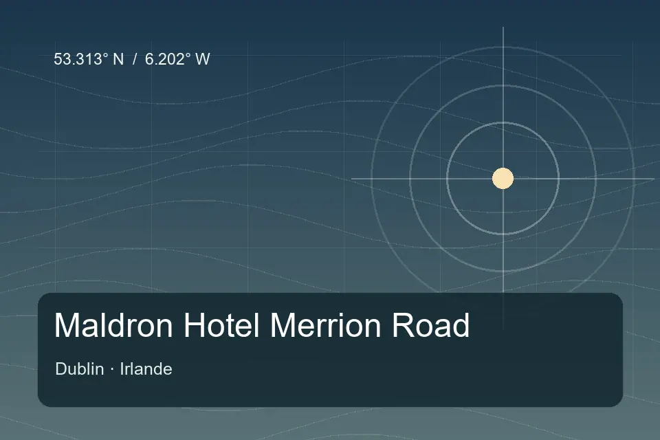 Illustrated geographic marker for Maldron Hotel Merrion Road in Dublin