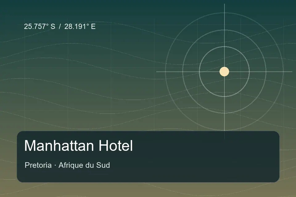 Illustrated geographic marker for Manhattan Hotel in Pretoria