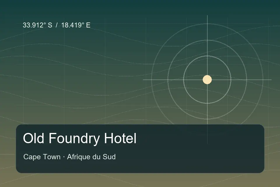 Illustrated geographic marker for Old Foundry Hotel in Cape Town