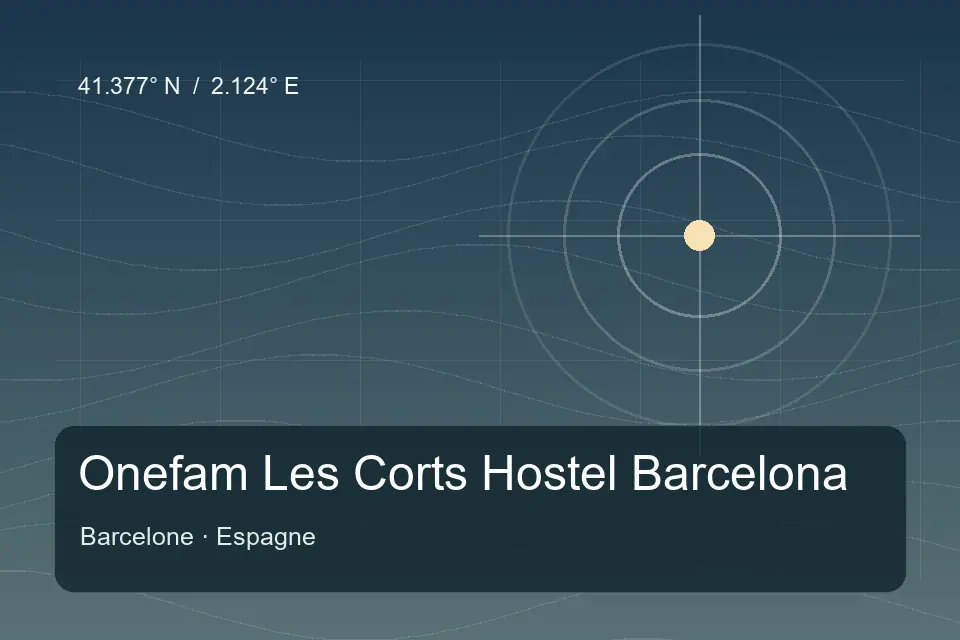 Illustrated geographic marker for Onefam Les Corts Hostel Barcelona in Barcelona