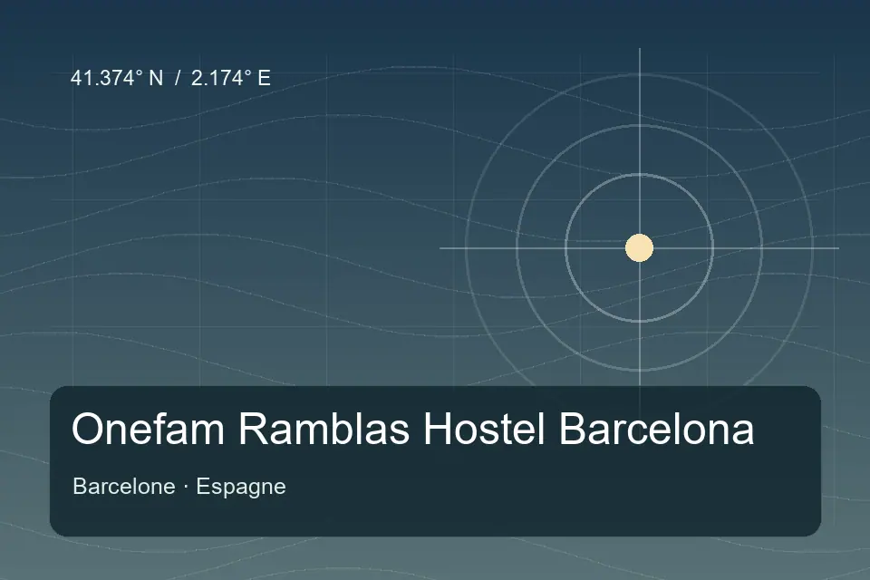 Illustrated geographic marker for Onefam Ramblas Hostel Barcelona in Barcelona