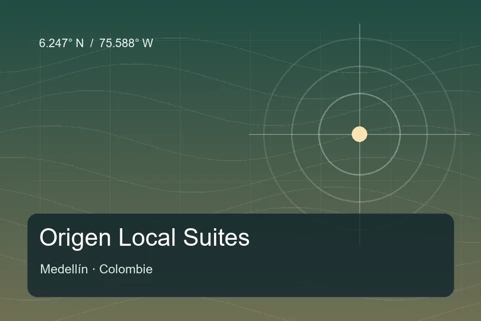 Referência geográfica ilustrada de Origen Local Suites em Medellín