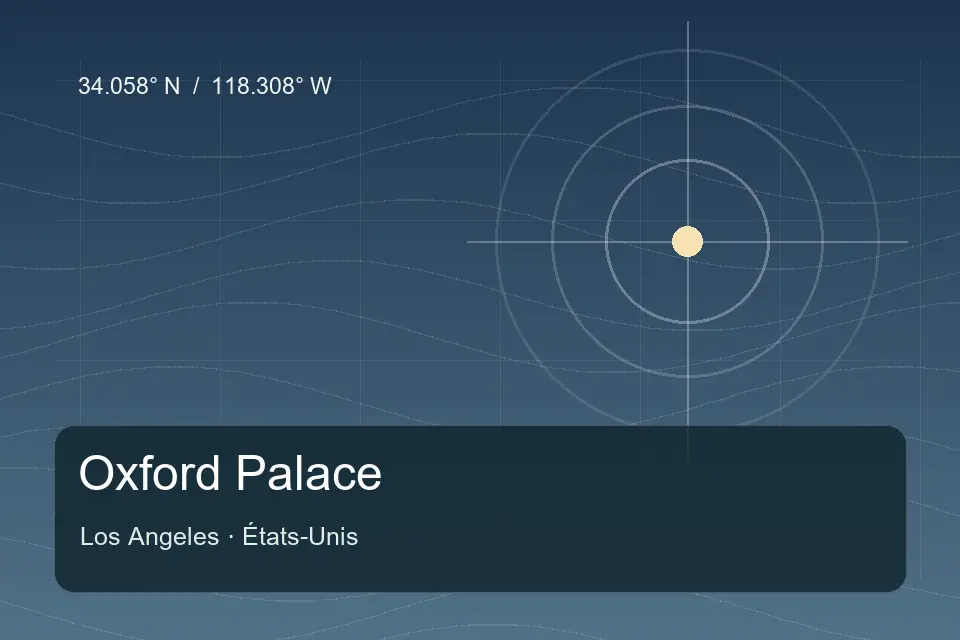 Riferimento geografico illustrato di Oxford Palace a Los Angeles