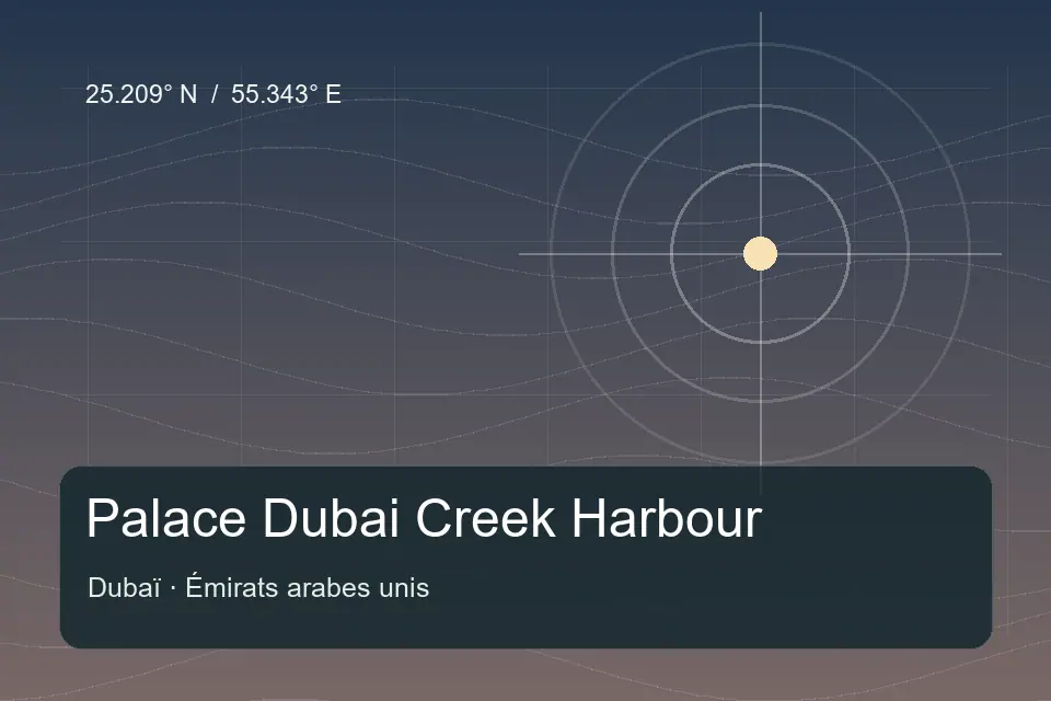 Illustrated geographic marker for Palace Dubai Creek Harbour in Dubai