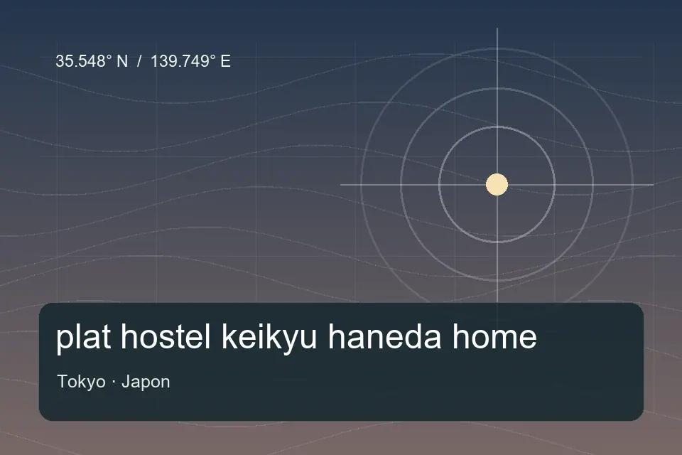 Illustrated geographic marker for plat hostel keikyu haneda home in Tokyo