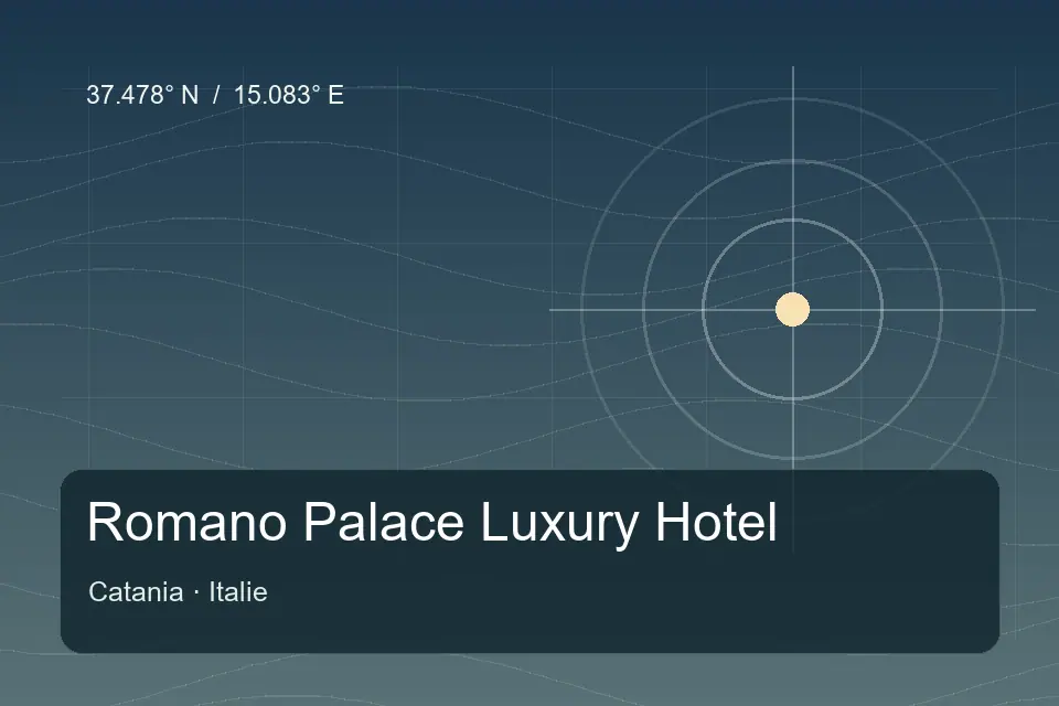Illustrated geographic marker for Romano Palace Luxury Hotel in Catania