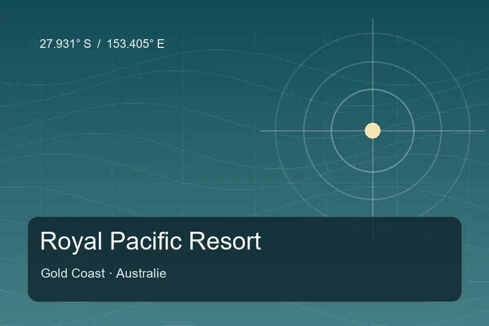 Riferimento geografico illustrato di Royal Pacific Resort a Gold Coast