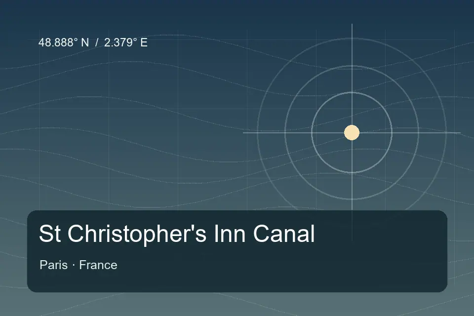 Illustrated geographic marker for St Christopher's Inn Canal in Paris
