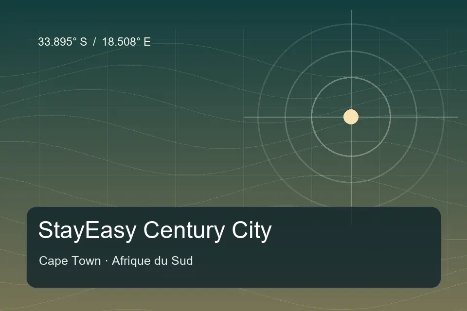 Illustrated geographic marker for StayEasy Century City in Cape Town