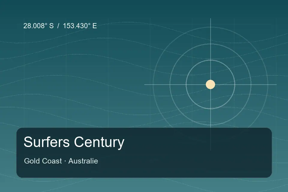 Riferimento geografico illustrato di Surfers Century a Gold Coast