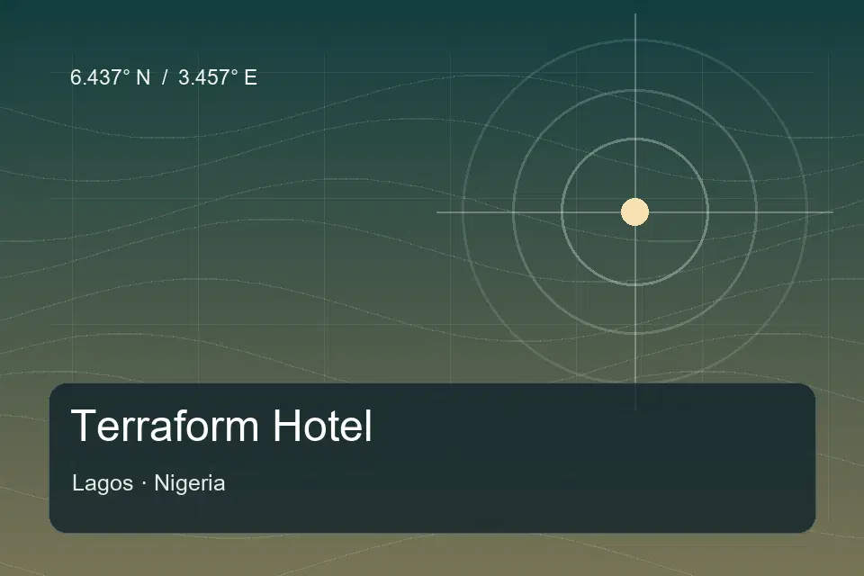 Illustrierter geografischer Orientierungspunkt für Terraform Hotel in Lagos