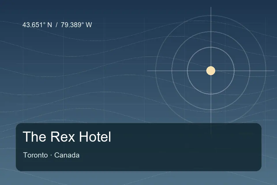 Referencia geográfica ilustrada de The Rex Hotel en Toronto