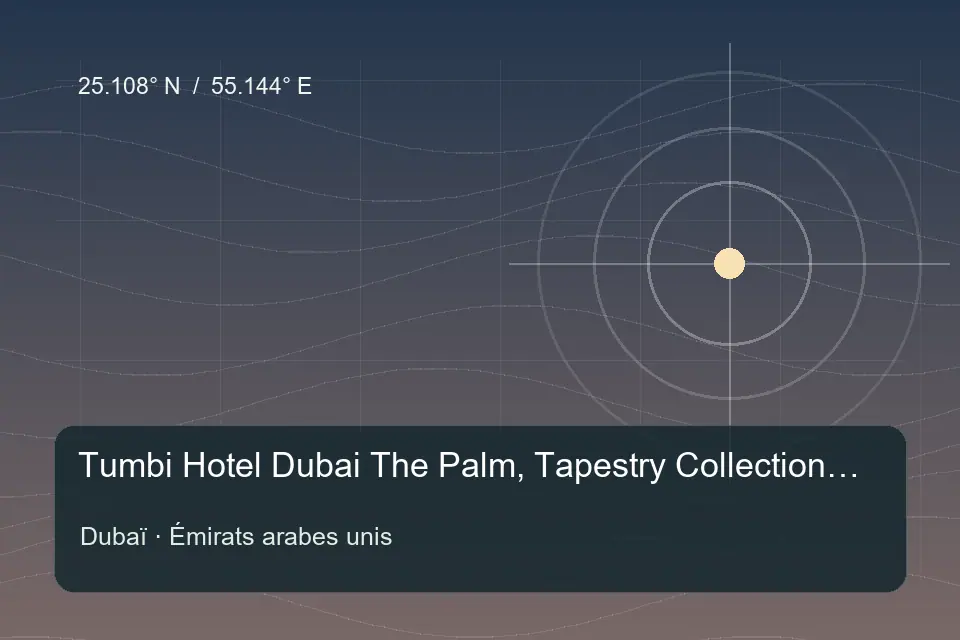 Illustrated geographic marker for Tumbi Hotel Dubai The Palm, Tapestry Collection by Hilton in Dubai