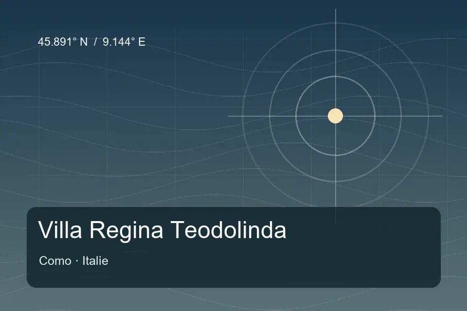 Illustrated geographic marker for Villa Regina Teodolinda in Como