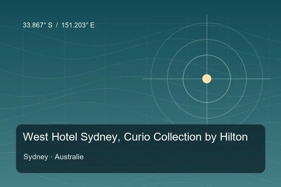 Illustrated geographic marker for West Hotel Sydney, Curio Collection by Hilton in Sydney