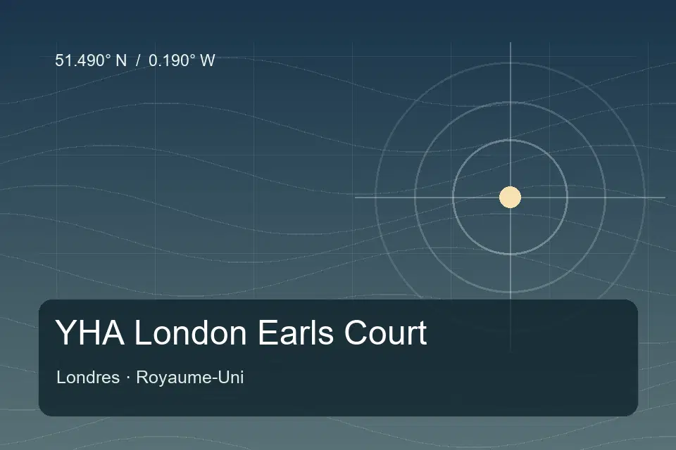 Illustrated geographic marker for YHA London Earls Court in London